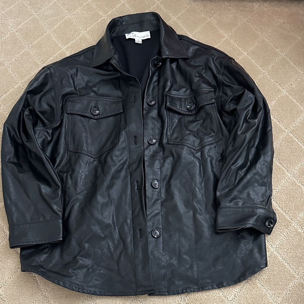 Vintage Havana  Black L Shirt Jacket pleather